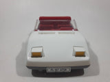 Vintage 1987 Geobra Playmobil 3758 GSL White Plastic Toy Sports Car Vehicle with Flip Up Head Lights and Opening Trunk Engine Bay