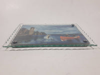 Vintage Craig's Furniture & Grocery Lintlaw Saskatchewan Canoe Lake Fishing Scene 7" x 9" Glass Covered Advertising Thermometer