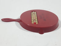 Vintage Granger's Grocery & Meat Domremy Saskatchewan Red Frying Pan Shaped 4" x 5 1/2" Plastic Advertising Thermometer