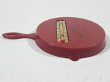 Vintage Granger's Grocery & Meat Domremy Saskatchewan Red Frying Pan Shaped 4" x 5 1/2" Plastic Advertising Thermometer