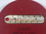 Vintage Granger's Grocery & Meat Domremy Saskatchewan Red Frying Pan Shaped 4" x 5 1/2" Plastic Advertising Thermometer