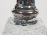 Vintage Eiffel Tower Shaped Silver Lidded Crystal Glass 3 7/8" Tall Salt and Pepper Shaker Set Made in Japan