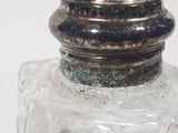 Vintage Eiffel Tower Shaped Silver Lidded Crystal Glass 3 7/8" Tall Salt and Pepper Shaker Set Made in Japan