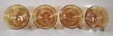 Set of 4 Vintage Indiana Carnival Glass Harvest Leaf Pattern Orange Amber Iridescent Rainbow Punch Bowl Cup