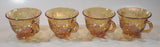 Set of 4 Vintage Indiana Carnival Glass Harvest Leaf Pattern Orange Amber Iridescent Rainbow Punch Bowl Cup