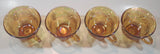 Set of 4 Vintage Indiana Carnival Glass Harvest Leaf Pattern Orange Amber Iridescent Rainbow Punch Bowl Cup