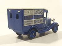 Lledo Days Gone 1934 Ford Model A Van Lyons Ice Cream Bricks Cadby Hall London Blue and White Die Cast Toy Car Vehicle