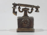 Vintage Miniature Dollhouse Sized 2" Tall Brass Rotary Telephone