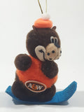 Vintage A&W Root Beer Bear Snowboarding 4" Tall Plush Stuffed Character Hanging Christmas Tree Ornament