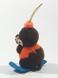 Vintage A&W Root Beer Bear Snowboarding 4" Tall Plush Stuffed Character Hanging Christmas Tree Ornament