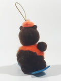Vintage A&W Root Beer Bear Snowboarding 4" Tall Plush Stuffed Character Hanging Christmas Tree Ornament