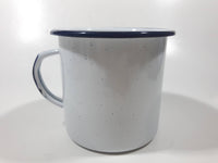 Notre Dame Fighting Irish Football Team Speckled White Blue Rimmed Enamel Metal Coffee Mug Cup