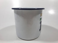 Notre Dame Fighting Irish Football Team Speckled White Blue Rimmed Enamel Metal Coffee Mug Cup