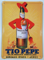 Tio Pepe Sherry Sol De Andalucia Embotellado Gonzalez Byass - Jerez 7 1/2" x 11" Tin Metal Sign