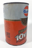 Vintage Gulf Saves Fuel Premium 10w30 Super Hydro Treated 1 Litre Motor Oil Metal Can FULL