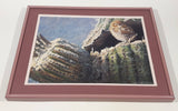 Vintage 1982 Robert Bateman "Young Elf Owl" 8 1/4" x 11 1/4" Art Print in 11 1/4" x 14" Pink Metal Frame No Glass