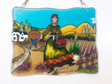 Rare Hard To Find Anne of Green Gables Painted Stained Glass 5 1/4" x 6 5/8" Window Suncatcher