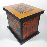 Vintage Clarence A. Wells Aboriginal Art Wood Box with Lid 8" Tall