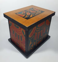 Vintage Clarence A. Wells Aboriginal Art Wood Box with Lid 8" Tall