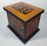 Vintage Clarence A. Wells Aboriginal Art Wood Box with Lid 8" Tall