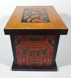 Vintage Clarence A. Wells Aboriginal Art Wood Box with Lid 8" Tall