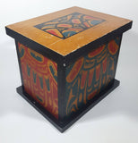 Vintage Clarence A. Wells Aboriginal Art Wood Box with Lid 8" Tall