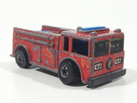 1982 Hot Wheels Fire Eater Red Fire Truck Die Cast Toy Car Vehicle - BW - Blue Lights