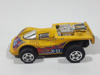 1985 Hot Wheels XV Racer X-11 Yellow Motorized Friction Die Cast Toy Car Vehicle Hong Kong