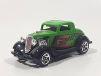 2001 Hot Wheels 3-Window '34 Green Die Cast Toy Car Hot Rod Vehicle