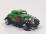 2001 Hot Wheels 3-Window '34 Green Die Cast Toy Car Hot Rod Vehicle