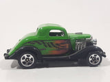 2001 Hot Wheels 3-Window '34 Green Die Cast Toy Car Hot Rod Vehicle