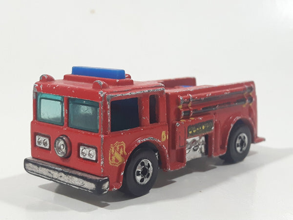 1982 Hot Wheels Fire Eater Red Fire Truck Die Cast Toy Car Vehicle BW Blue Lights Malaysia