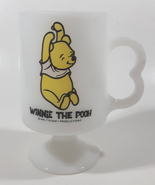 Vintage Walt Disney Productions Winnie The Pooh 4 3/4" Tall White Milk Glass Pedestal Cup