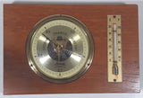 Vintage Fischer Precision Instrument 4 5/8" x 7 1/8" Barometer Thermometer Wood Cased Weather Station