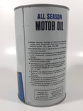 Vintage Simpsons Sears Allstate All Season Motor Oil 1 Quart 1.13 Litres SAE 10W-30 Blue and White Metal Oil Can FULL