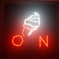 Ice Cream OPEN Light Up 19" x 19" Animated Sign Missing Side Button