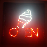 Ice Cream OPEN Light Up 19" x 19" Animated Sign Missing Side Button