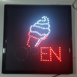 Ice Cream OPEN Light Up 19" x 19" Animated Sign Missing Side Button