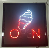 Ice Cream OPEN Light Up 19" x 19" Animated Sign Missing Side Button