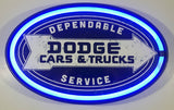 Dodge Cars & Trucks Dependable Service 10" x 16" Oval Shaped Light Up Neon Sign