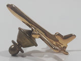 Airplane Plane Jumbo Passenger Jet Shaped Gold Tone Metal Pin