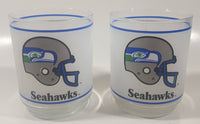 Mobil Seattle Seahawks NFL Football Team 4" Tall Frosted Glass Cups Set of 2