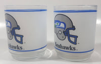 Mobil Seattle Seahawks NFL Football Team 4" Tall Frosted Glass Cups Set of 2