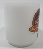 Rare Vintage Glasbake Vancouver Canucks NHL Ice Hockey Team 3 1/2" Tall White Milk Glass Coffee Mug Cup