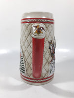 1985 Budweiser Holiday Stein Collection "A" Series "The hitch journeying through snow-capped mountains on a crisp winter's morn." 6 3/8" Tall Ceramic Beer Stein Mug