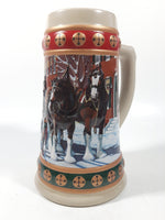 1993 Budweiser Holiday Stein Collection Hometown Holiday 7" Tall Ceramic Beer Stein Mug