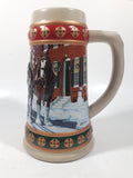 1993 Budweiser Holiday Stein Collection Hometown Holiday 7" Tall Ceramic Beer Stein Mug