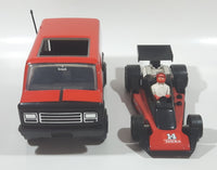 Vintage 1979 Tonka A.J. Foyt Red Van Red and Black Race Car and 4" Tall Driver Pressed Steel Die Cast Toy Car Vehicle Set