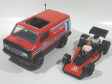 Vintage 1979 Tonka A.J. Foyt Red Van Red and Black Race Car and 4" Tall Driver Pressed Steel Die Cast Toy Car Vehicle Set