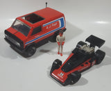 Vintage 1979 Tonka A.J. Foyt Red Van Red and Black Race Car and 4" Tall Driver Pressed Steel Die Cast Toy Car Vehicle Set